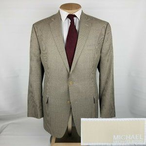 Michael Kors Mens Sport Coat 46L Brown Houndstooth